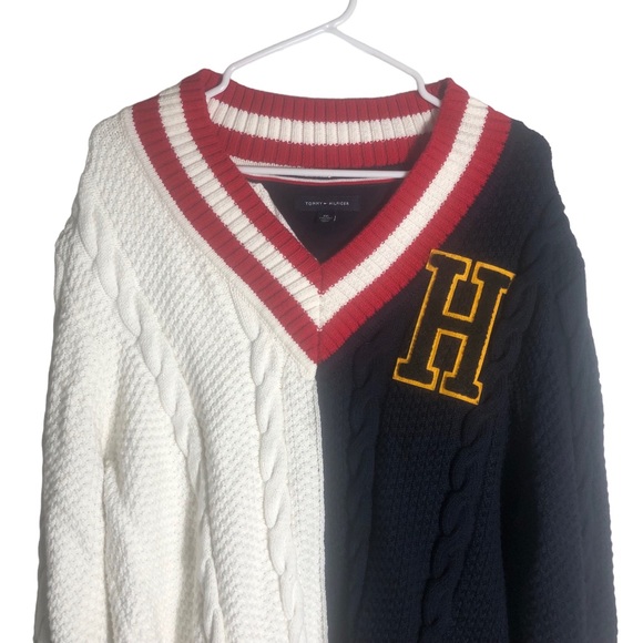 Tommy Hilfiger heavyweight v neck cable knit pullover sweater. Sz XXL - Picture 2 of 5
